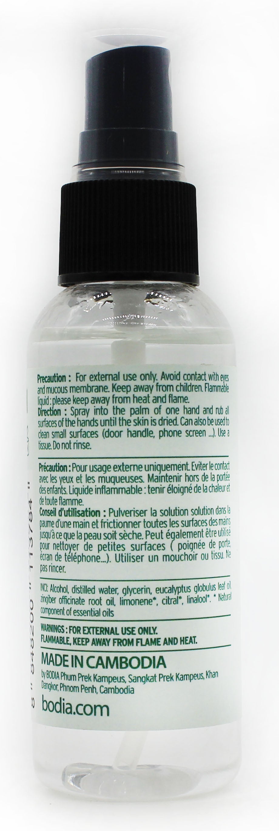 Hand Spray Sanitizer Eucalyptus and Ginger