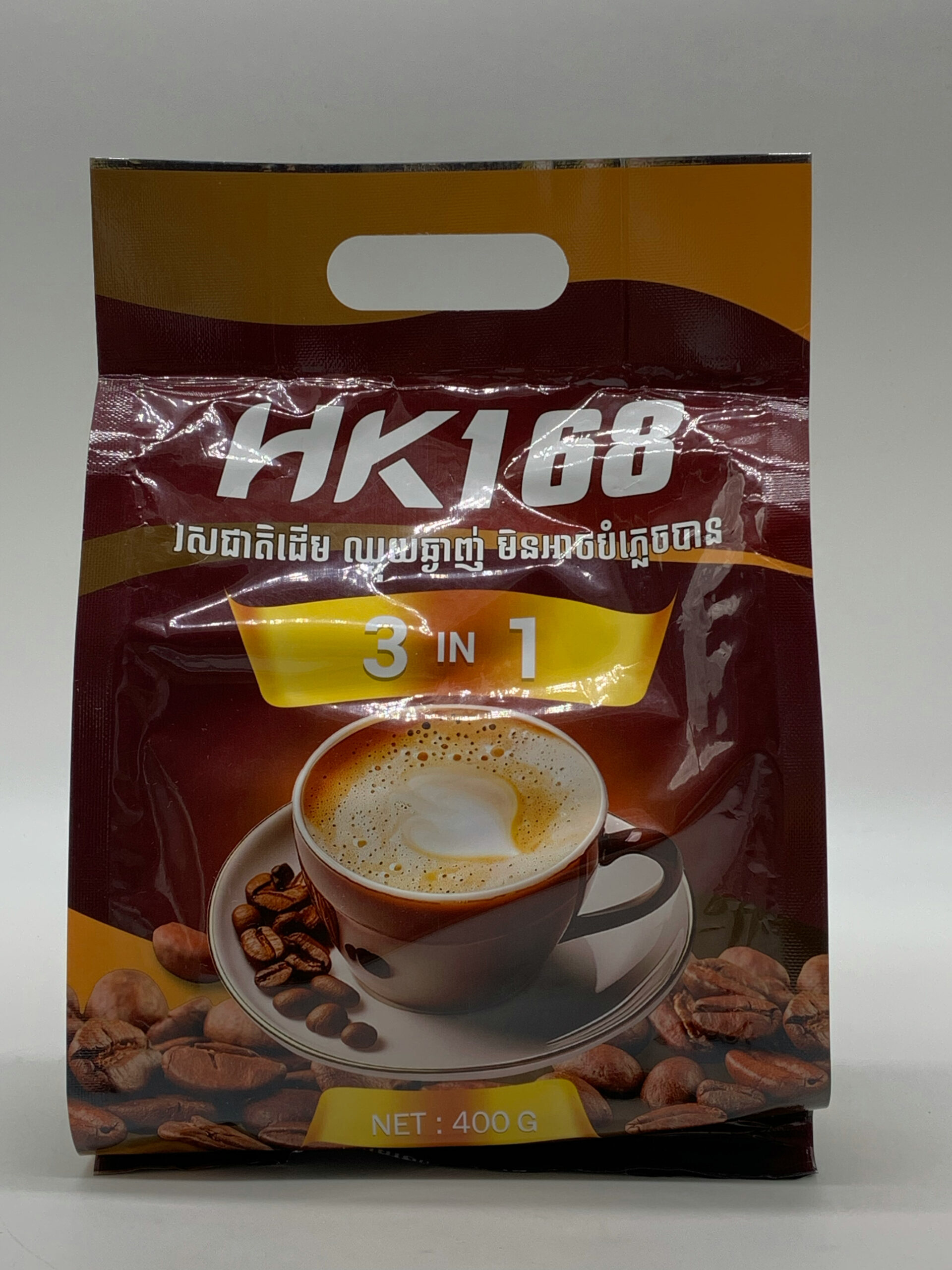 Cambodian Coffee - កាហ្វេកញ្ចប់ 3 in 1 HK168 400g 1 Cambodian Coffee - កាហ្វេកញ្ចប់ 3 in 1 HK168 400g